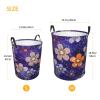 Laundry Basket Large Laundry Hamper Waterproof Dirty Clothes Hamper for Laundry Round Blue Flowers Collapsible Laundry Baskets for Bedroom Bathroom Dorm Clothes Hamper view 4