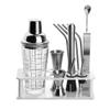 TEMKIN Bar Set Cocktail Shaker Set Cocktail Kit 400ml Cocktail Making Set with Stand Glass Cocktail Shaker Set Bar Tool Set Bartender Kit Cocktail Set Bartender Kit Bar Tool Set (Color : A, Size : 4 view 1