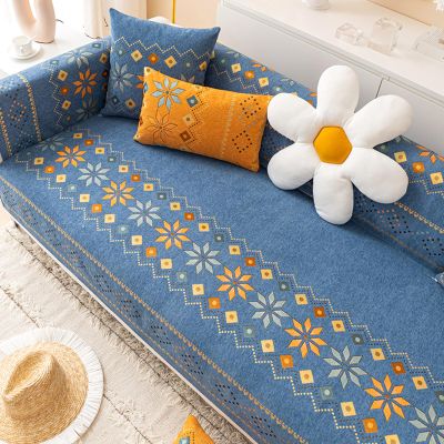 ZCXRYFL Couch Covers for L/U Shape Corner Sofa 1 2 3 4 Seater Chenille Sofa Cover Leather/Wooden/Fabric Non-Slip Sofa Slipcovers Soft Balcony Blanket for Cat Dog Anti-Scratch(70X90cm,Blue)