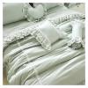 GLAMDIA Bed, Green lace Embroidery Bedding Set Korean Princess Ruffle Cotton Quilt Cover Bedspread Bed Skirt Pillowcase, Full, MM-102 view 2