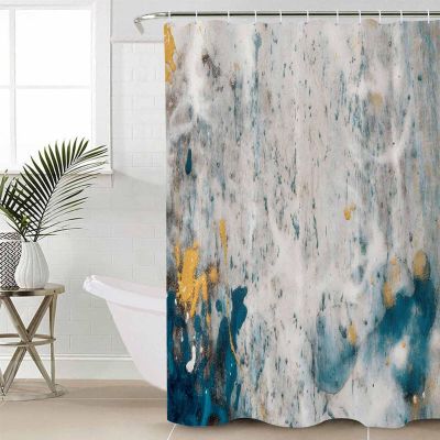 Huotupsine Teal Grey Yellow Shower Curtain Set - Long 72" x 84" Washable Bathtub Curtain with 12 Hooks, Vintage Modern Abstract Art Waterproof Fabric Stall Shower Curtains for Bathroom/Bathtub Dcor
