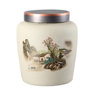 SONGCHAO Sugar Jar Retro Ceramic Loose Tea Storage Jar Household Sealed Jar Suitable for Holding Coffee Powder, Tea, Sugar, Salt, Etc. Tea Canister (Color : A)