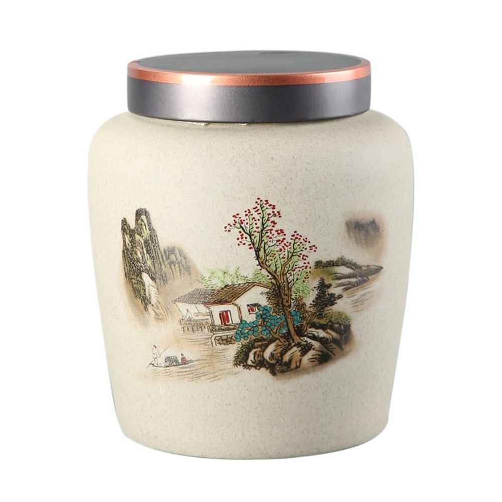 SONGCHAO Sugar Jar Retro Ceramic Loose Tea Storage Jar Household Sealed Jar Suitable for Holding Coffee Powder, Tea, Sugar, Salt, Etc. Tea Canister (Color : A)
