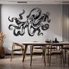 lecyin Octopus Metal Wall Art, Octopus Wall Decor, 32"x48", Black, Wall Mount, Rectangular, Ocean, Living Room, Bedroom, Office view 3