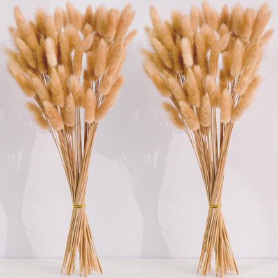 120 PCS Nature Dried Pampas Grass Decor, 17-inch Pompas Floral, Dry Flowers for Decoration, Pampas Grass in Bulk Tall, Nature Bunny Tails Dried Flowers for Boho Wedding Decor