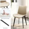 Aimerive Modern Dining Chairs Set of 6, PU Leather Dining Room Chairs, Upholstered Kitchen Chairs with Ergonomic Backrest & Sturdy Metal Legs, Perfect for Dining Room, Living Room, Light Khaki view 3