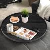 24 inch Round Solid Wood Serving Tray Extra Large Tea Coffee Snack Food Meals Serving Plate Non-Slip Kitchen Party Bar Server Ottoman Tray Breakfast Tray with Raised Edges Black view 4
