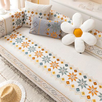 ZCXRYFL Couch Covers for L/U Shape Corner Sofa 1 2 3 4 Seater Chenille Sofa Cover Leather/Wooden/Fabric Non-Slip Sofa Slipcovers Soft Balcony Blanket for Cat Dog Anti-Scratch(90X70cm,Beige 2)
