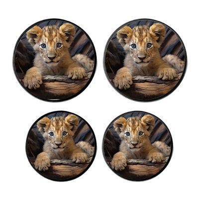 Cute Lion Cubs Wildlife Africa Baby Animal Relaxing Image Set of 4 Stove Burner Covers - Premium Round Electric Stove Range Protectors,8 IN & 10 IN