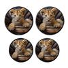 Cute Lion Cubs Wildlife Africa Baby Animal Relaxing Image Set of 4 Stove Burner Covers - Premium Round Electric Stove Range Protectors,8 IN & 10 IN view 1
