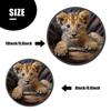 Cute Lion Cubs Wildlife Africa Baby Animal Relaxing Image Set of 4 Stove Burner Covers - Premium Round Electric Stove Range Protectors,8 IN & 10 IN view 3