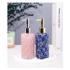 USUFKCXDG Home Collections Glass Soap Dispenser with Stainless Steel Pump Refillable Hand Soap Dispenser with Raw Rose Quartz s for Kitchen & Bathroom (Color : Lapis Lazuli) view 3