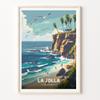 La Jolla California Poster, San Diego Coast Travel Art, Beach Wall Decor, California Scenic Landscape view 1