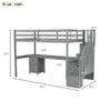Bekeknlny Modern Twin Size Loft Bed Frame with Storage Staircase and Desk and Shelves, Multifunctional Wood Loft Bed for Bedroom (Gray/Desk, Twin) view 2