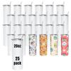 CHLJAR 25 Pack Sublimation Tumblers 20 oz, White Sublimation Blanks Tumbler with Lid and Plastic Straw, Straight Sublimation Water Bottle Cups, Arc Edge view 1