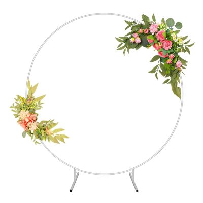 Metal BalloonArch Stand, Large WeddingArch For Ceremony, Stable CircleArch Backdrop Stand Metal Balloon Frame With Two Water Bags, Sturdy Not Easy ToRust Steel Frame, Hoop For Party Decor ( Color : Wh