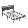 Metal Platform Bed Frame with Upholstered Headboard, USB Port, and Wooden Footboard with Drawers - Stylish & Sturdy Structure Supports up to 600 lbs, Ideal for Modern Bedroom (No Drawers,Queen) view 2