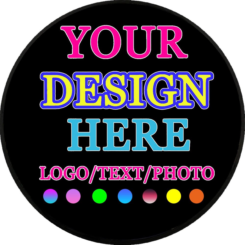Personalized Round Area Rug with Photo, Text, Logo, Name, Custom Anti Slip Polyester Floor Mats Customized Circle Carpet for Bedroom Bathroom Living Room Entryway Patio Office Decor, 36 in, Black