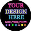 Personalized Round Area Rug with Photo, Text, Logo, Name, Custom Anti Slip Polyester Floor Mats Customized Circle Carpet for Bedroom Bathroom Living Room Entryway Patio Office Decor, 36 in, Black view 1