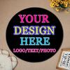 Personalized Round Area Rug with Photo, Text, Logo, Name, Custom Anti Slip Polyester Floor Mats Customized Circle Carpet for Bedroom Bathroom Living Room Entryway Patio Office Decor, 36 in, Black view 2