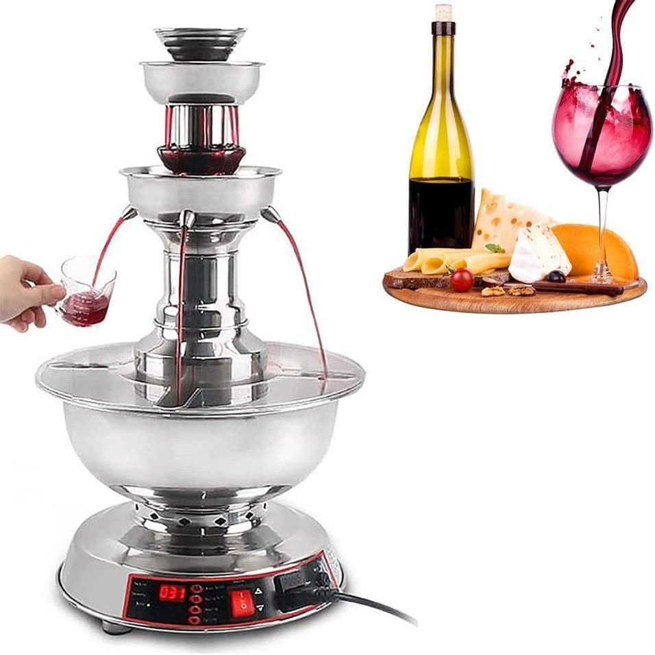 Wine Fountain,3-Tier Wine Fountain Machine,Champagne Fountain,Red Wine Self-Service Fountain Machine,0~100 Temperature Adjustable,for Wine, Champagne, Water, Juice