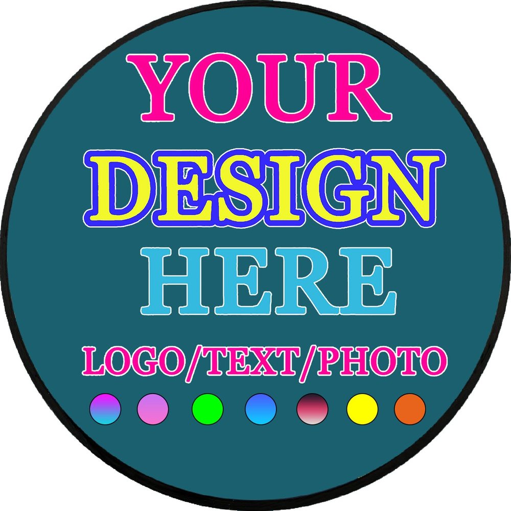 Custom Round Rug, Add Your Own Image Text Photo Logo Personalized Circular Carpet for Kids Nursery Room, Living Room, Bedroom Use, 32 in, Blue Green