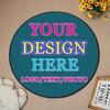 Custom Round Rug, Add Your Own Image Text Photo Logo Personalized Circular Carpet for Kids Nursery Room, Living Room, Bedroom Use, 32 in, Blue Green view 2