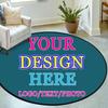 Custom Round Rug, Add Your Own Image Text Photo Logo Personalized Circular Carpet for Kids Nursery Room, Living Room, Bedroom Use, 32 in, Blue Green view 3