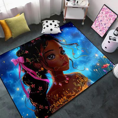 Princess Rugs for Girls Bedroom - African Black Girls Rug for Bedroom Decor Princess Carpet Floor Mat, Blue, 4.5x6 Feet