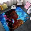 Princess Rugs for Girls Bedroom - African Black Girls Rug for Bedroom Decor Princess Carpet Floor Mat, Blue, 4.5x6 Feet view 1