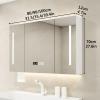 Bathroom wood wall cabinet with mirror and lights,led mirror medicine cabinet with storage anti fog,medicine cabinet with lights around it,clock and temperature display,vanity mirror,Paper extraction view 2