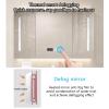 Bathroom wood wall cabinet with mirror and lights,led mirror medicine cabinet with storage anti fog,medicine cabinet with lights around it,clock and temperature display,vanity mirror,Paper extraction view 4