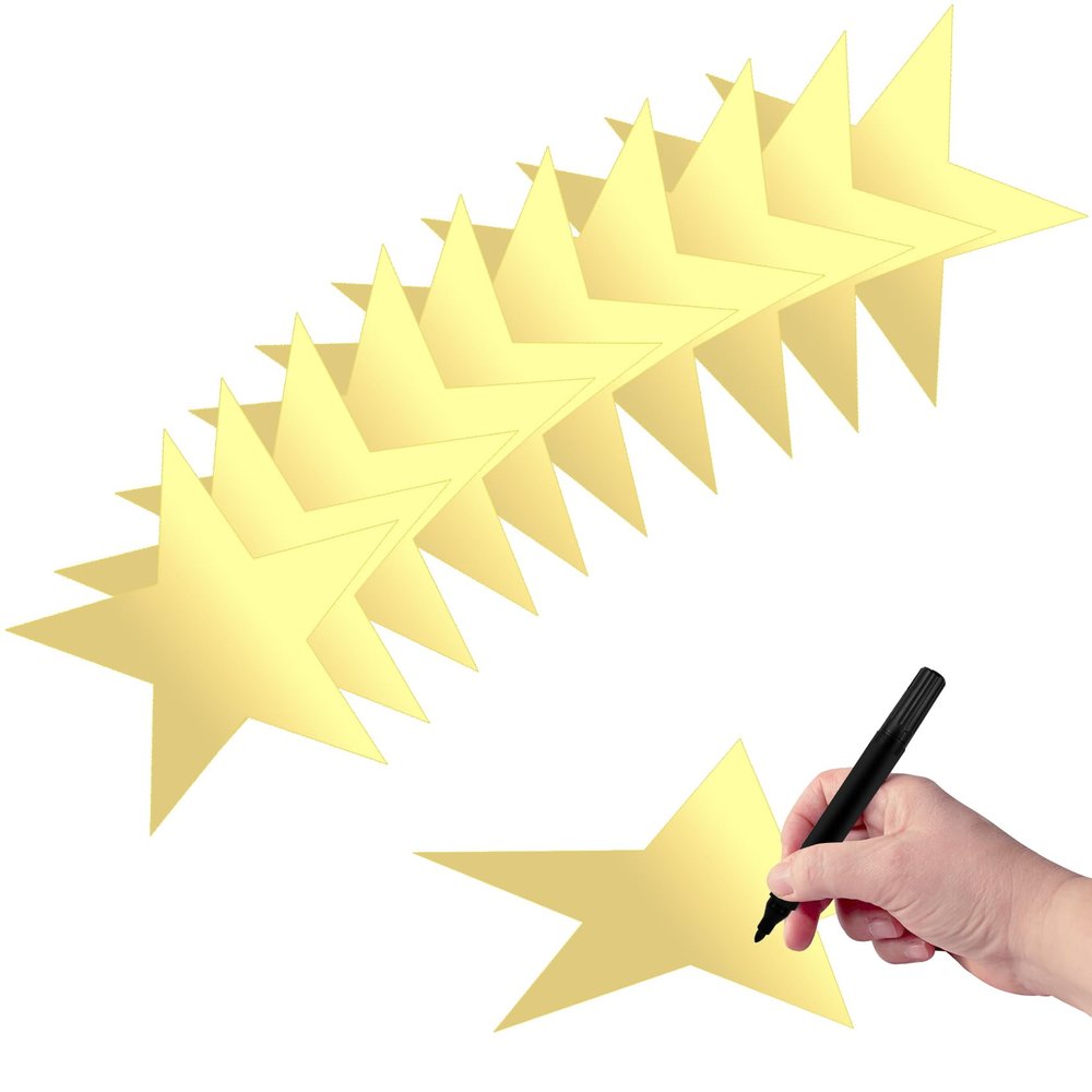 10 Pcs Gold Star Cutouts - Double Printed Paper Stars Decoration - 11 Inches - Perfect for Wedding & Party Dcor (Gold, 11" L x 11" W)