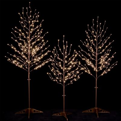TYBEEU Star Light Tree Set 4ft, 5ft and 6ft with 128/216/256 Warm White LEDs for Holiday Decor - Dimmable, UL Certified, Waterproof - Ideal for Indoor and Outdoor Decoration