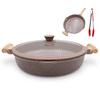 AIKENBBKK Ceramic Frying Pan with Lid, 14 Inch Saute Pan, Non Stick Frying Pans, 2-In-1 Large Cooking Pan, Nonstick Skillet, Compatible with All Stoves, PTFE & PFOA Free, Brown view 1