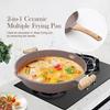 AIKENBBKK Ceramic Frying Pan with Lid, 14 Inch Saute Pan, Non Stick Frying Pans, 2-In-1 Large Cooking Pan, Nonstick Skillet, Compatible with All Stoves, PTFE & PFOA Free, Brown view 3
