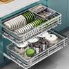 2 Tier Sliding Pull Out Drawers for Kitchen Cabinets, Stainless Steel Drawer Dish Rack Wire Basket, Dish Drying Rack with Drainboard Set, Storage Shelf Home Kitchen, 465*490*135mm, Original Colour view 1