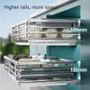 2 Tier Sliding Pull Out Drawers for Kitchen Cabinets, Stainless Steel Drawer Dish Rack Wire Basket, Dish Drying Rack with Drainboard Set, Storage Shelf Home Kitchen, 465*490*135mm, Original Colour view 2