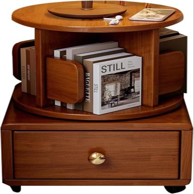 SoOSSN 360 Tower Rotating Bookshelf with Drawer, Rotating Bookshelf, Bedside Spinning Bookshelf (Color : B)