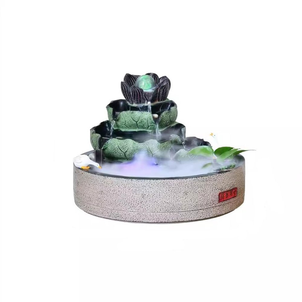 Desktop Fountain Ornaments Lotus Circulating Water Desktop Fountain Living Room Office Decoration Desktop Ornaments Waterfall Fountain