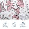 DESIHOM Pink Mermaid Shower Curtain Set 72" x 72" with Hooks, Funny Kids Hand Paint Anime Boys Girls Bathroom Decor, Fun Ocean Children Bath Accessories Polyester Fabric view 4