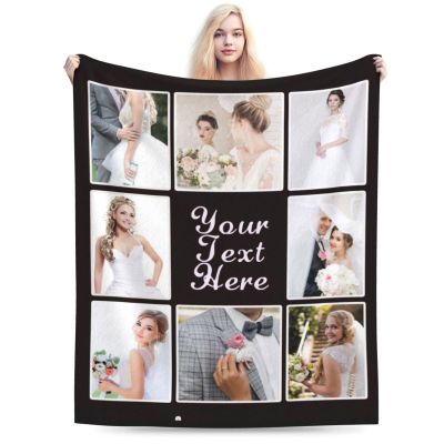 SKHJEGN Custom Blanket Using Pictures Customized Throw Blankets with Your Images and Text for Family, Wedding, Birthday Gifts, 8 Photos Design2, 40"x50"