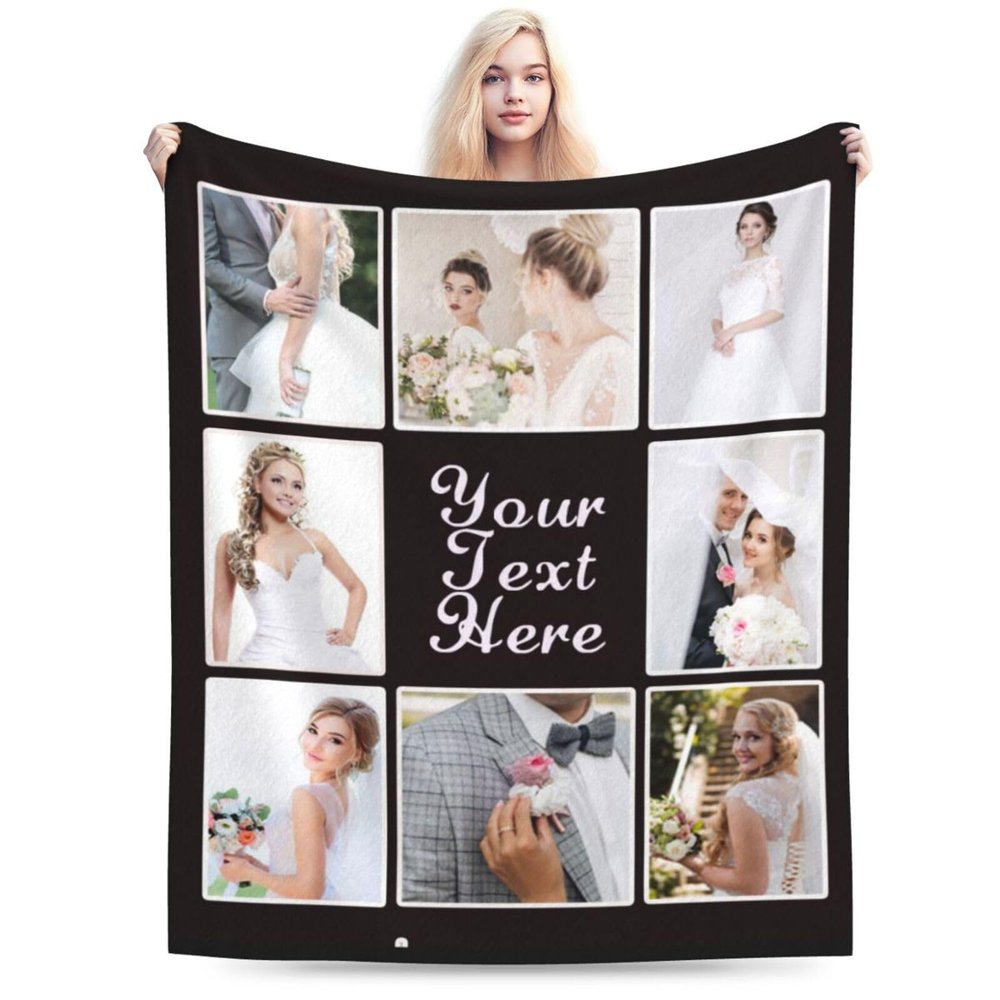 SKHJEGN Custom Blanket Using Pictures Customized Throw Blankets with Your Images and Text for Family, Wedding, Birthday Gifts, 8 Photos Design2, 40"x50"