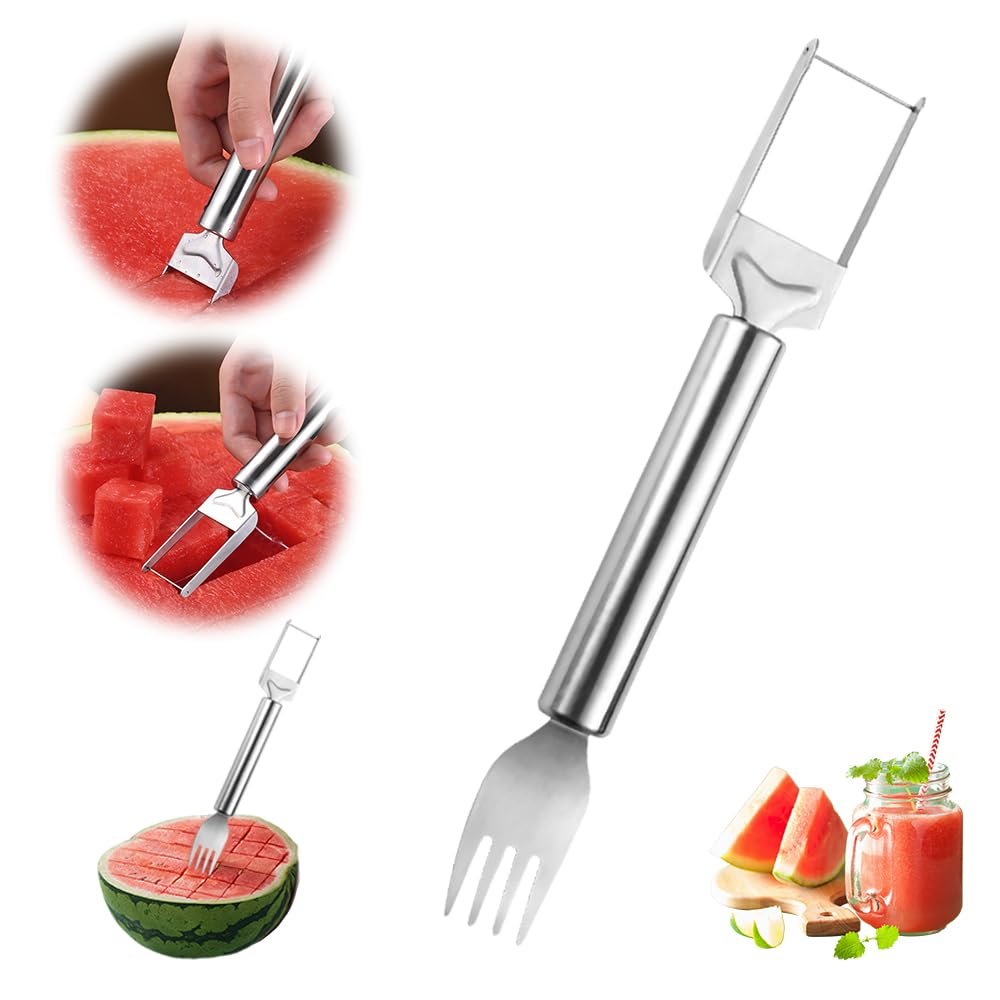 2-in-1 Stainless Steel Fruit Cutter Watermelon Cutter,2026 Watermelon Slicer Watermelon Cutters Melon Cutter Tool, Watermelon Cutting tool Stainless Steel for Kitchen (1pc)
