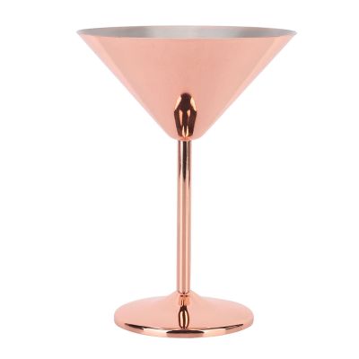 belupai 220ml Stainless Steel Martini Glass, Unbreakable Metal Cocktail Glass Stylish Rose Gold Wine Goblet Reusable Champagne Toasting Glass Red Wine Cup for Party, Bars, Anniversary, Wedding