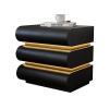 zxhrybh Modern Minimalist Night Stand, with 3 Drawer Cat Claw Skin Bedside Table, Side Table with COB Light Strip, for Bedroom Living Room (Color : Black) view 1