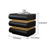 zxhrybh Modern Minimalist Night Stand, with 3 Drawer Cat Claw Skin Bedside Table, Side Table with COB Light Strip, for Bedroom Living Room (Color : Black) view 3