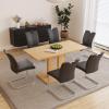 HIPIHOM Modern 58'' Kitchen Dining Table and Chairs, 7 Piece Rectangular Dining Table Set for Home, Kitchen, Living Room, Dining Room (Dining Table + 6 Black Chairs) view 1