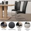 HIPIHOM Modern 58'' Kitchen Dining Table and Chairs, 7 Piece Rectangular Dining Table Set for Home, Kitchen, Living Room, Dining Room (Dining Table + 6 Black Chairs) view 4