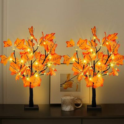 Sencoday for 2 Piece Autumn Lights Maple 48 LED Lights Thanksgiving Tabletop Fall Harvest